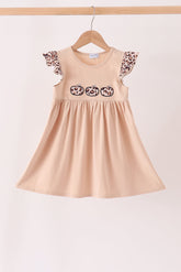 Leopard pumpkin applique dress - Aaria Tees
