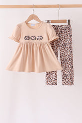 Leopard pumpkin applique pants set - Aaria Tees
