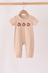 Leopard pumpkin embroidery romper - Aaria Tees