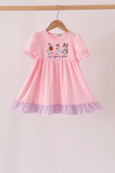 Pink goose embroidery ruffle dress - Aaria Tees