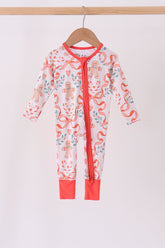 Coral gingerbread bamboo zipper romper - Aaria Tees