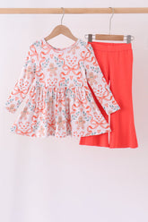 Coral gingerbread bamboo pants set - Aaria Tees