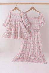 Pink pumpkin smocked mom&me dress - Aaria Tees