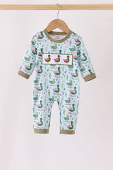 Green mallard embroidery romper - Aaria Tees