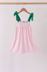 Pink Christmas Tree Embroidery Dress - Aaria Tees