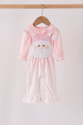 Pink santa claus dot applique ruffle 2pc set - Aaria Tees