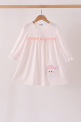Pink santa claus dot applique ruffle dress - Aaria Tees