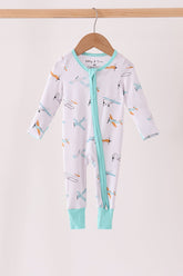 Airplane bamboo zipper romper - Aaria Tees