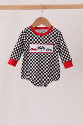 Black car embroidery checkered bubble - Aaria Tees