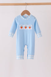 Blue Turkey Embroidery Romper - Aaria Tees