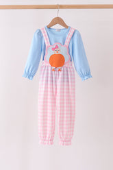 Pink Turkey Embroidery 2pc Jumpsuit Set - Aaria Tees