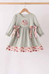 Sage Turkey Applique Dress - Aaria Tees