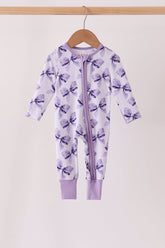Purple Bow Zip Bamboo Romper - Aaria Tees