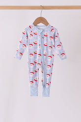 Blue Santa Claus Zip Bamboo Romper - Aaria Tees