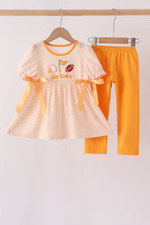 Orange Tennessee Go Vols Embroidery Bow Pants Set - Aaria Tees