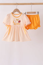 Orange Tennessee Go Vols Embroidery Bow Bloomer Set - Aaria Tees