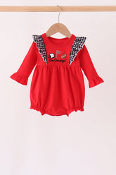 Red Georgia Go Dawgs Embroidery Ruffle Bubble - Aaria Tees