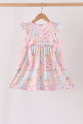 Pink pumpkin print ruffle dress - Aaria Tees
