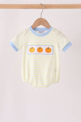 Yellow stripe pumpkin embroidery bubble - Aaria Tees