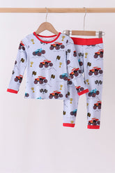 Blue Racing Car Bamboo Pajama Set - Aaria Tees