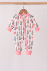 Pink Christmas Tree Bow Romper - Aaria Tees