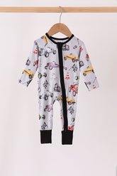 Black Racing Zip Bamboo Romper - Aaria Tees