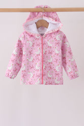 Pink Goose Bow ruffle Raincoat - Aaria Tees