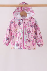 Pink Flamingo Ruffle Raincoat - Aaria Tees