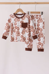 Brown Milk Cookie Print Pants Set - Aaria Tees