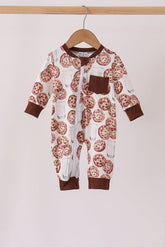 Brown Milk Cookie Print Romper - Aaria Tees