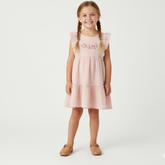 Organic Embroidered Tiered Dress - Blush - Aaria Tees