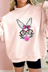 Apricot Pink Bubble Gum Bunny Chenille Patch Sweatshirt - Aaria Tees