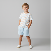 Organic Terry Tee & Shorts Set - Cabana Stripes - Aaria Tees