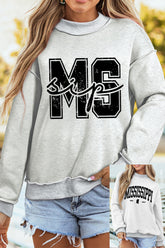 Light Grey MS MISSISSIPPI Double Side Printed Mock Neck Reversible Sweatshirt - Aaria Tees