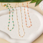 Margarita Chains - Green Onyx, Moonstone, Coral - Aaria Tees