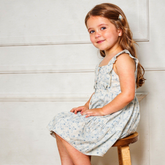 Organic Flutter Buttoned Tiered Dress - Ivy Floral - Aaria Tees