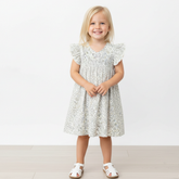 Organic Short Sleeve Flutter Dress - Tulle Floral - Aaria Tees