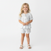 Organic Smocked Top & Shorts Set - Blue Vines - Aaria Tees