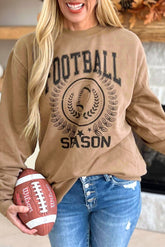 Khaki Rugby FOOTBALL SEASON Graphic Game Day Sweatshirt - Aaria Tees