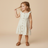 Organic Flutter Buttoned Tiered Dress - Bluebelle - Aaria Tees