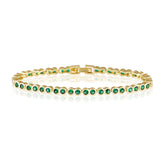 Bezel Tennis Bracelet- Emerald - Aaria Tees