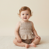 Organic Smocked Top And Bloomer Set - Caramel Check - Aaria Tees