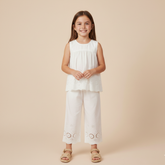 Organic Eyelet Top And Pant Set - Ivory Eyelet - Aaria Tees