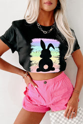 Black Rainbow Splash Easter Rabbit Graphic Tee - Aaria Tees