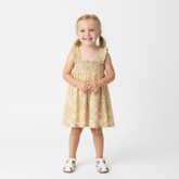 Organic Smocked Sundress - Yellow Blossom - Aaria Tees