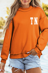 Carrot TN TENNESSEE Letter Print Exposed Seam Detail High Neck Sweatshirt - Aaria Tees