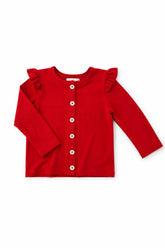 Red Ruffle Cardigan - Aaria Tees