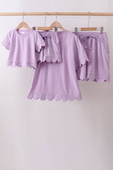 Lavender scalloped mom&me shorts set - Aaria Tees