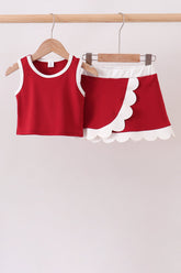 Burgundy Performance Scalloped Skorts Set - Aaria Tees