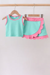Mint Performance Scalloped Skorts Set - Aaria Tees